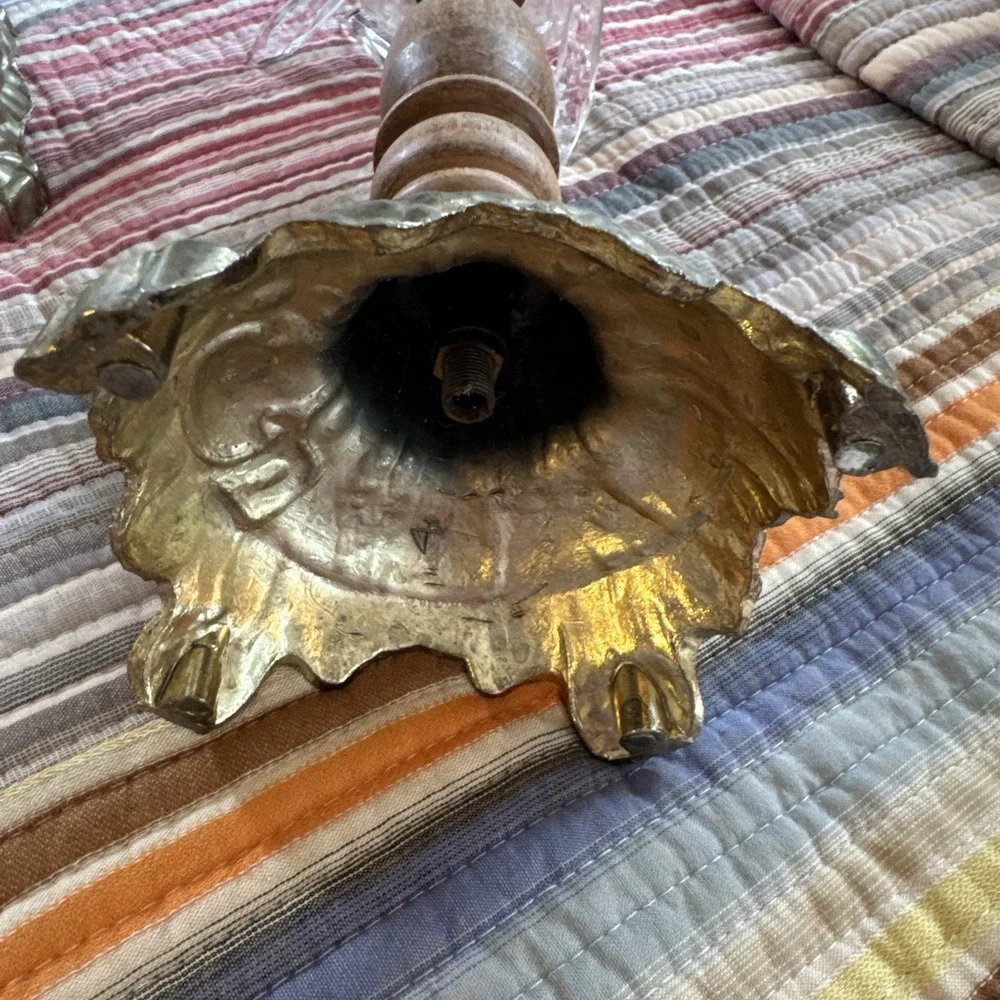 Pair Of Hedco Wood Metal Glass Candle Holders Parts Only Read